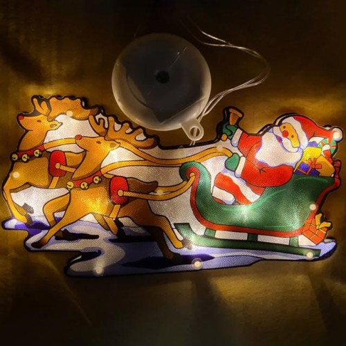 Świecący zaprzęg Mikołaj renifer sanie lampki 25 cm