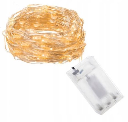 Lampki drucik 100 led na baterie biały ciepłe